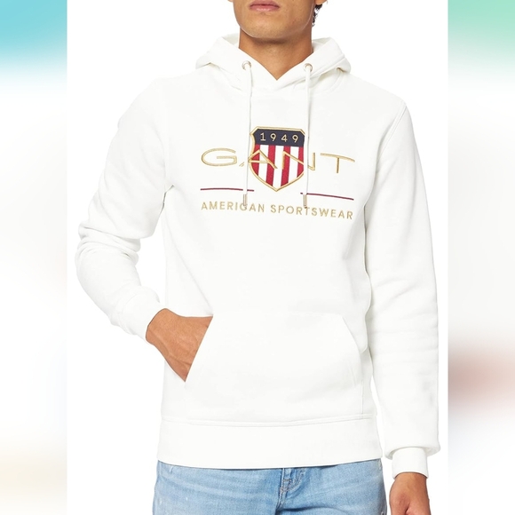 Gant Men's new pullover hoodie, size XXL (xl), color white - Picture 1 of 10